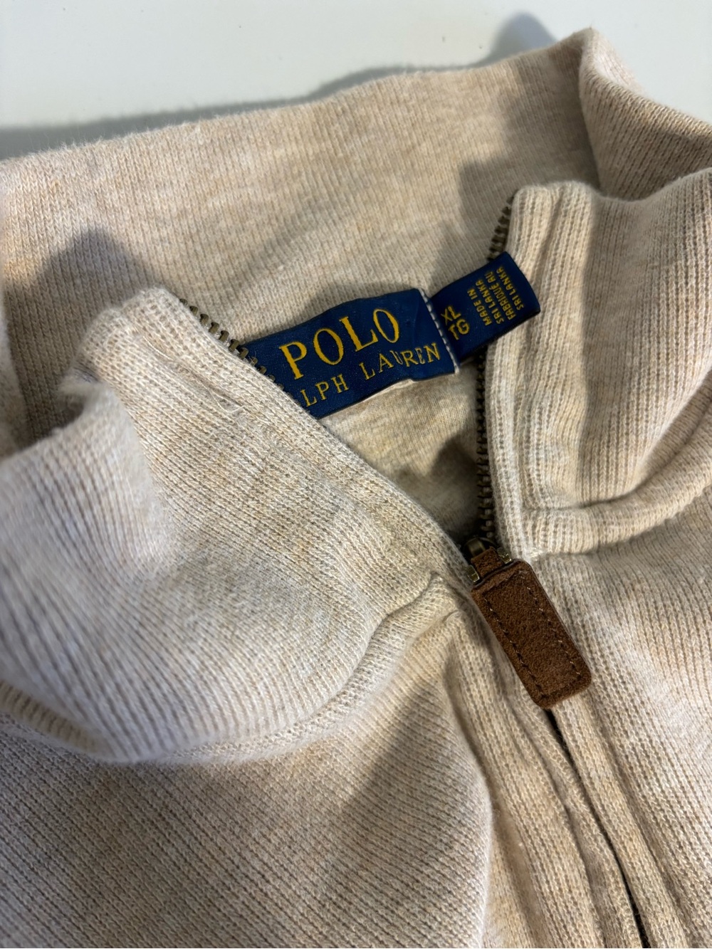 Polo Ralph Lauren Beige Quarter Zip Sweater with Burgundy Pony - Picture 5 of 5
